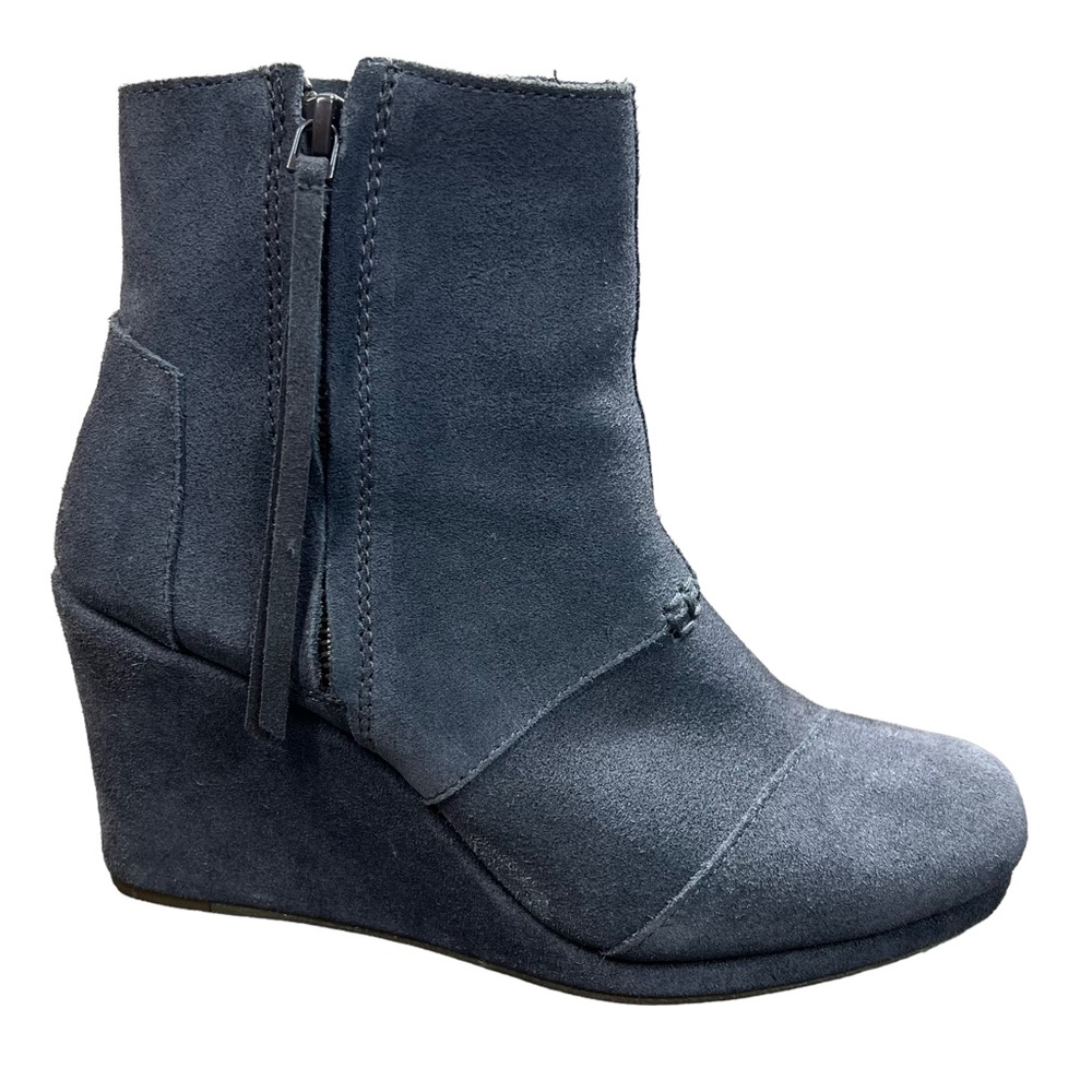 Toms Grey Suede Desert Wedge Ankle Boots Women's Size 8